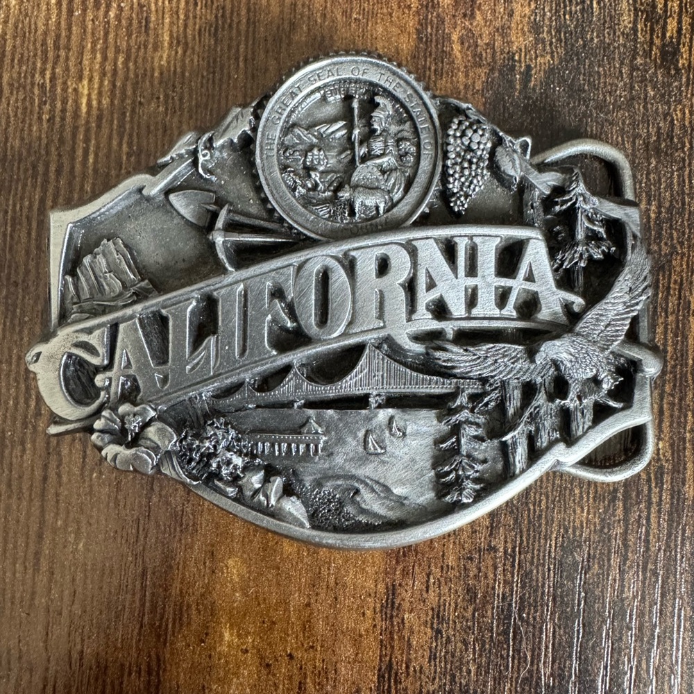 Vintage Silver California Belt Buckle Country Western